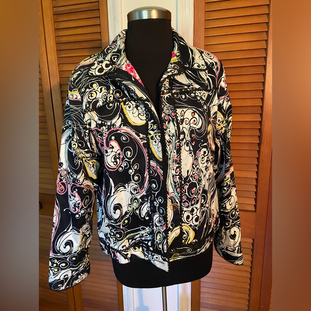 Vintage Anage Embellished Jacket Black multi. Size Large